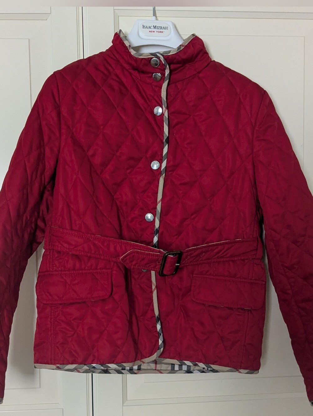 Kids Red Quilted Burberry Jacket